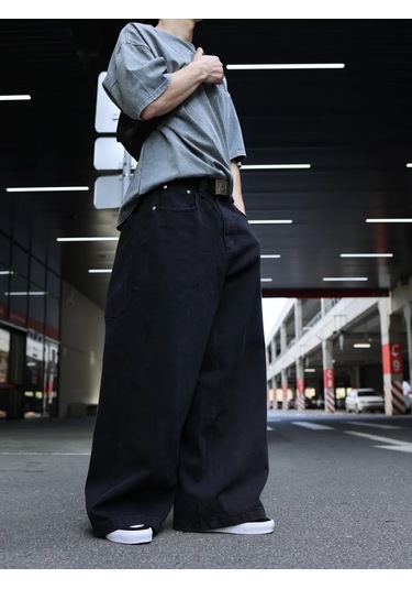 Pokaifu Y2k Tarzında Çok Geniş Kot Pantolonlar 306817563 Koyu Gri