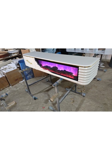 Umay Tv Sehpa 170cm Beyaz+gold Beyaz