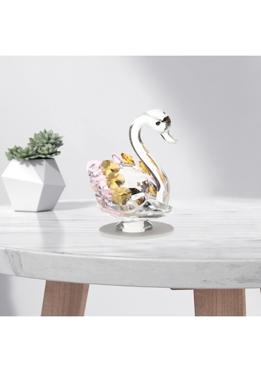 Opulentliving Swante Heykel Kuğu Doğum Yıldönümü Partisi Dekorasyonu 4.6x6.6cm Kristal 4.6cmx6.6cm