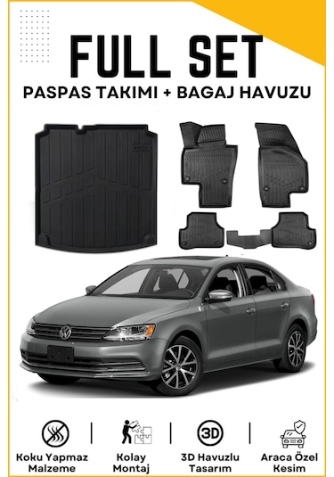 Volkswagen Jetta 2013 Cepsiz Model Birebir Uyumlu Bagaj Havuzu+paspas Seti