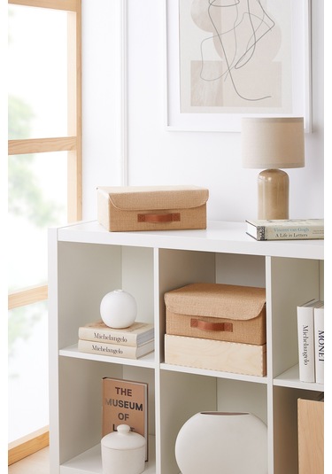 Ocean Home Textile 2'li Jüt Kapaklı Kutu Set 30 x 23 x 11 cm