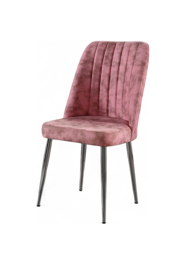Vento Sandalye - Milas Pembe - Metal Krom Ayak