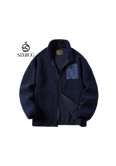 Erkek Sonbahar Ve Kış Kuzu Derisi Kalın Polar Ceket Beyaz