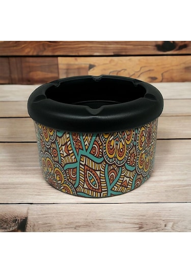 Mandala Desen Metal Mini Sigara Küllüğü Turkuaz 8cm