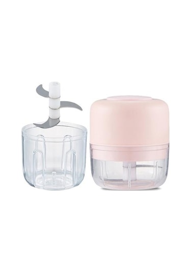Mutfak Mini Gıda Kıyma Usb Şarj Sarımsak Chopper Öğütücü Gadget Triturador Dealimento Cocina Pembe, 100ml Ahşap - Pudra
