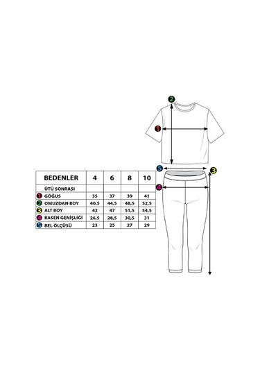 Toontoy Kız Çocuk Şerit Detaylı Renkli Baskılı Taytlı Takım Yeşil