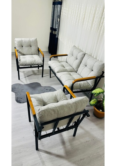 Madame Home Kalanşo Balkon, Bahçe,teras,cafe - Salon - Metal Kanepe Koltuk Takımı Çay Seti 2+1+1 Açık Gri Madame Home Kalanşo Balkon, Bahçe,teras,cafe - Salon - Metal Kanepe Koltuk Takımı Çay Seti 2+1+1 Açık Gri