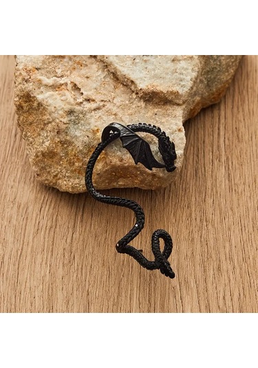 Retro Tarzı Sarmal Ejderha Küpeler, Moda Punk Gotik Parti Küpeleri, Antika Gümüş.