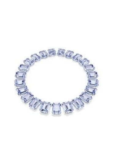 5714397 Millenia Tennis Necklace, Oversized Crystals, Octagon Cut, Blue, Rhodium Plated Metalik