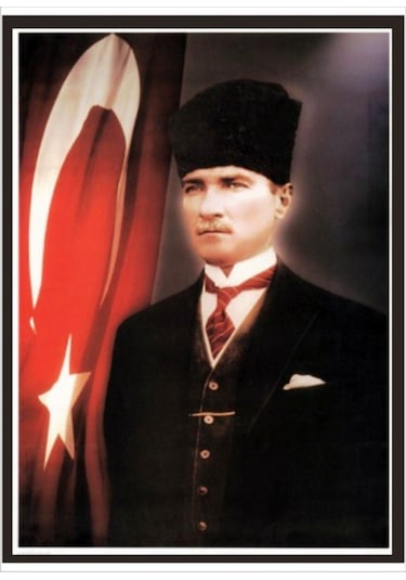 70Cm X 100Cm Atatürk Ve Bayrak Poster Tablo