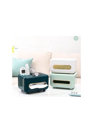 Açık Yeşil Doku Kutusu Peçete Tutucu Uzaktan Kumanda Depolama Masa Düzenleyici Ofis Çok Fonksiyonlu Çeşitli Eşyalar Ontainer Depolama Ev