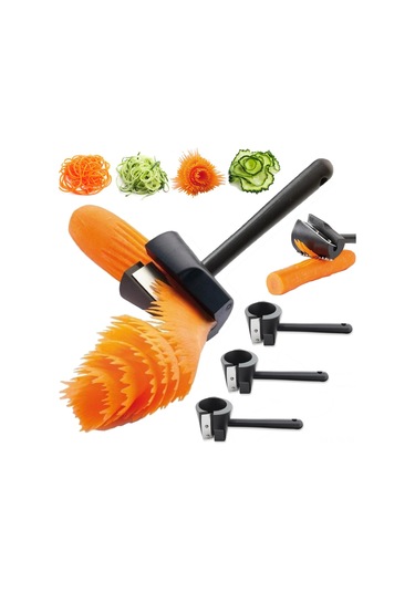 Skycity Sebze Ve Meyve Kesme Aleti Takımı 3 Parça - Spiral, Dilim Ve Rende İşlemleri İçin Çok Amaçlı Mutfak Aracı Siyah