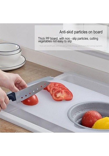 Mutfak Masası Esnek Kesme Tahtası Silikon Katlanır Tahliye Sepeti Pişirme Depolama Mutfak Eşyaları Çıkar Kevset Seti Çizme Blokları Açık Gri