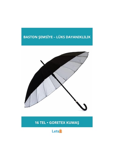 Letsii Lüks Dayanıklı Goretex 16 Telli Baston Şemsiye Çok Renkli