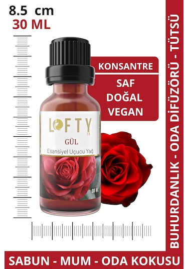 Lofty Gül Uçucu Yağ Buhurdanlık Esansı Oda Kokusu 30 ML