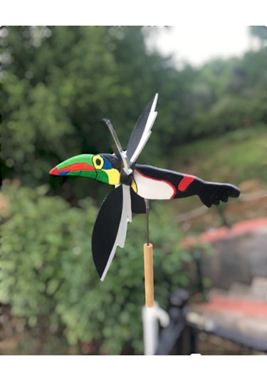 Toucan El Yapımı Ahşap Rüzgar Gülü Dış Mekan Dekoru