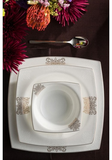 Karaca  Fine Bone New Lotus 60 Parça 12 Kişilik Kare Yemek Takımı