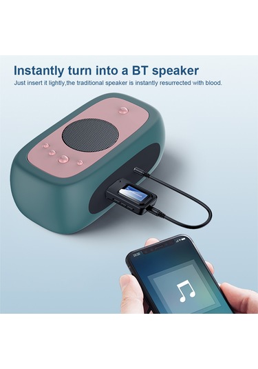 Jeehugo Bt5.0 Çift Fonksiyonlu Verici/alıcı Bluetooth Adaptörü, 3.5mm Aux Girişi, Lcd Ekranlı, Tv Ve Bilgisayar İçin Kablosuz Ses Transmisyonu