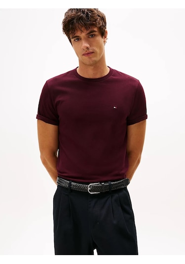 Tommy Hilfiger Klasik Sıfır Yaka T-shirt Bordo