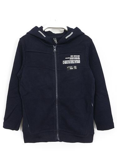 Cep Detaylı Fermuarlı Kapüşonlu Erkek Bebek & Çocuk Hırka 2010 Lacivert