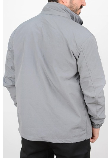 Erkek Regular Krinkıl Kumaş Yağmurluk Mont Gri Edw082-gri Gri