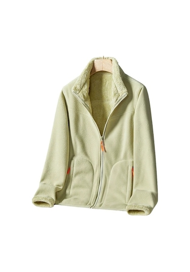 Snapbuy Çift Taraflı Fermuarlı Kadın Polar Üst Koyu Mint Yeşili