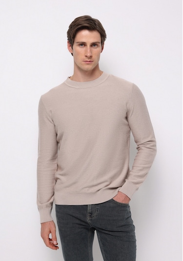 Colins Regular Fit Yuvarlak Yaka Jakarlı Erkek Bej Kazak Cl1076471 Q1.v2 Beı Bej