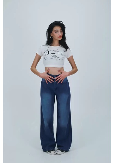 Paradise Batman Baskılı Dark Blue Baggy Jean Çok Renkli