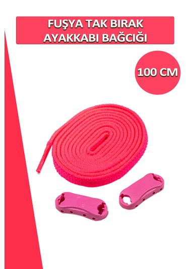 Elastik Fuşya Akıllı Bağcık Tak Bırak Ayakkabı Bağcığı 100cm Fuşya