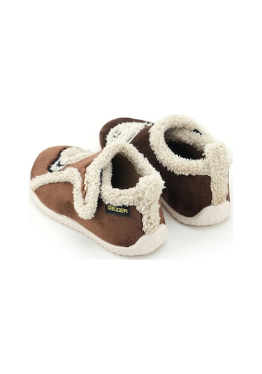 Gezer Erkek Çocuk Kışlık Pvc Rahat Taban Tek Cırt Cırtlı Ayarlanabilir Kemer Ev Okul Kreş Panduf Aya Kahve