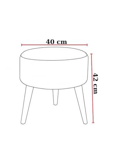 Yuvarlak Puf - 40cm - Welsoft Kumaş - Vizon