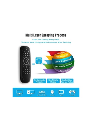 Trendooze Uzaktan Tv Ses Pro Pc Led Kutusu Kumanda, Klavye Kablosuz Jiroskoplu İçin G7v Fly Fare Desteği Aydınlatmalı Android Akıllı Air 2.4ghz / Tj