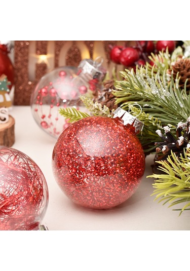 Sınır Ötesi Sıcak Noel Süsleri 6cm/30 Adet Pet Şeffaf Top Noel Topu Seti Noel Ağacı Kolye Gümüş