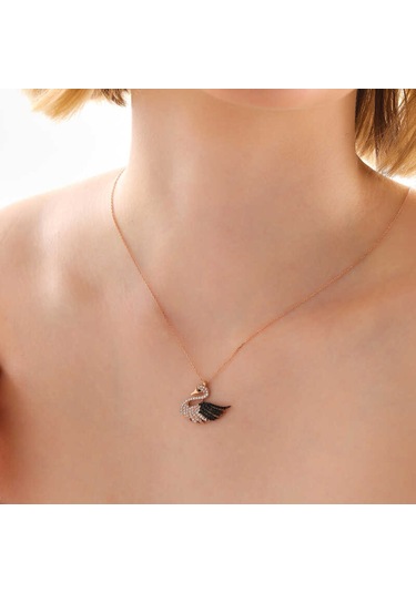 Lucky Life Gümüş Rose Kuğu Kadın Kolye Gümüş