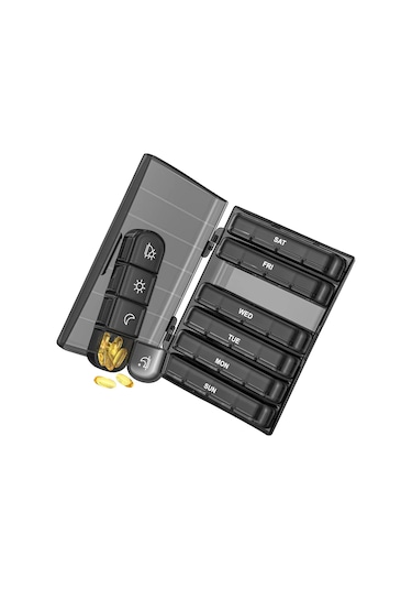 Padalink 7 Günlük 28 Bölmeli Sağlık İlaç Kutusu - Taşınabilir Abs+pp Saçma Aletleri Depolama Kutusu Siyah Siyah