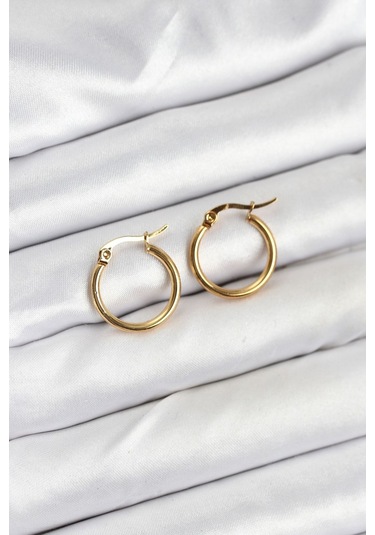 316l Çelik Gold Renk 15 Mm Halka Kadın Küpe Renkli