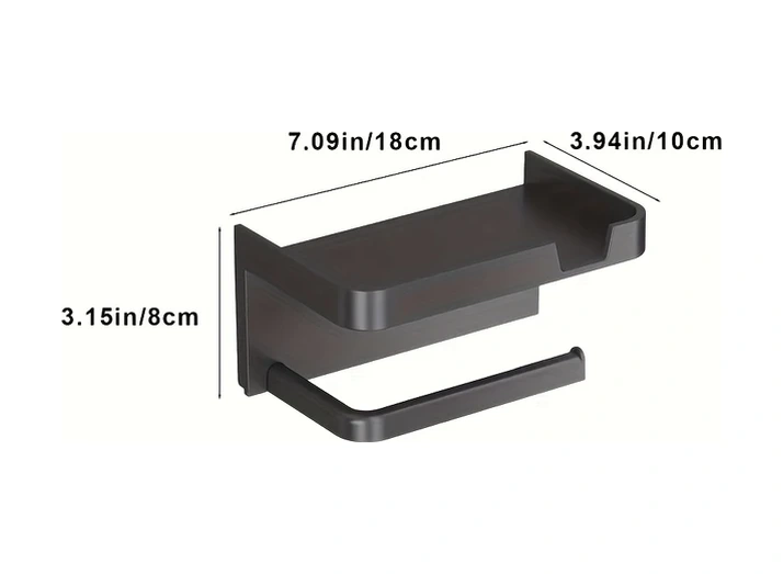 Dashanshop Siyah Yüksek Parlaklık Duvara Monte Banyo Havlu Askılı Çok Amaçlı Depolama Ünitesi Siyah