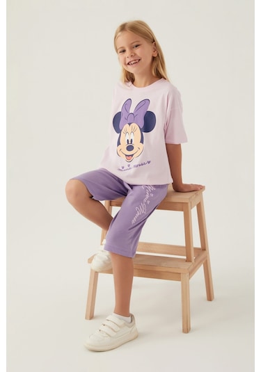 Minnie Mouse Smile Pembe Kız Çocuk Kapri Takım 5274-42774 Pembe