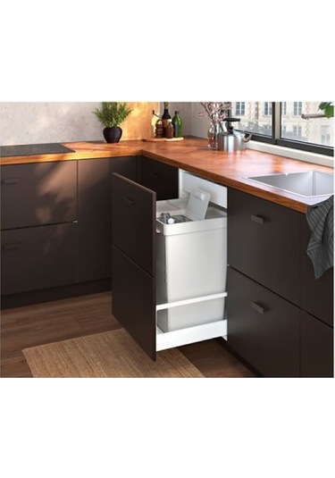 Hallbar 35 Litre Çöp Kutusu, Atık Ayırma, Çamaşır Ayırma Kutusu Açık Gri