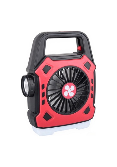 Kangvka Dışarıda Kullanalabilir Çift Fonksiyonlu Fan Ve Işık - Hızlı Şarjlı, Taşınabilir Kamp Ve Manzaralı Etkinlikler İçin Siyah-kırmızı
