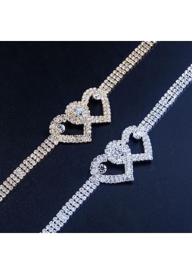 Novahub Gümüş Hip Hop Parlak Zirkon Kalp Halhal Bilezik Kadınlar Için Ayak Bileği Zincir Plaj Ayak Takı Gümüş Gümüş