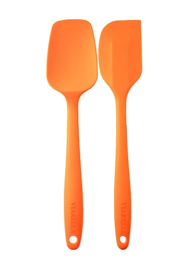 2li Turuncu Silikon Kaşık Spatula Yanmaz Yapışmaz Çizmez 27cm