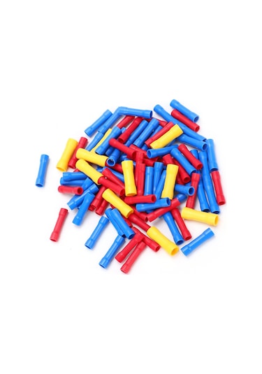 Youtek 100 Adet Tam Isoleli Su Geçirmez Bakır Terminale, Isıl Daraltmalı Kablolu Bağlayıcı Kırmızı-mavi-sarı , Yangın Dayanıklı Soğuk Presli Uygulama