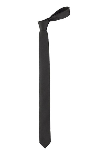 Tudors İnce Kendinden Desenli Erkek Kravat - Siyah