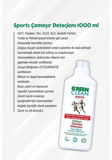 Green Clean 7 Al 6 Öde Sports Çamaşır Deterjanı 1000 Ml Ve Rosie Hediye 1 L