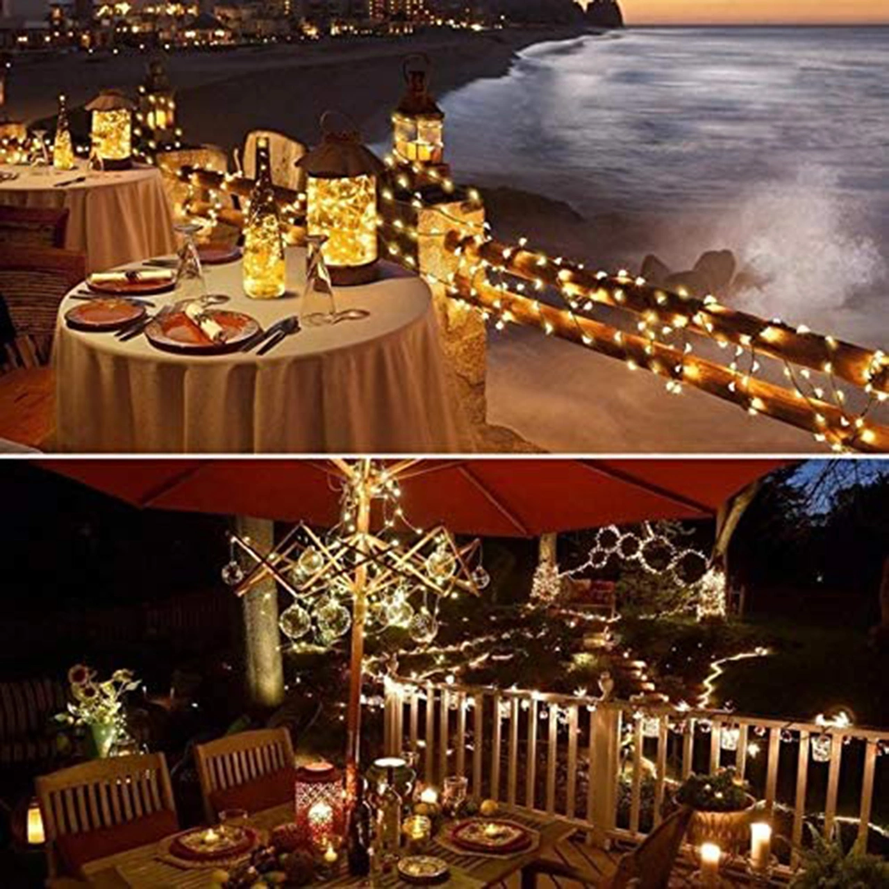 Yuntech01 10m 100 Led Bakır Tel Işıklı Zincir, Usb Beslemeli, 8 Modlu, Isınma Beyazı, Su Geçirmez, Kumandalı Odalar İçin Dekoratif Aydınlatma Pil Dahil Değil Çok Renkli