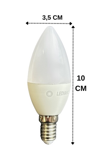 10 Adet Ledvance 4,9w Sarı Işık 2700k E14 Duylu İnce Duy Dim Edilebilir Led Ampul