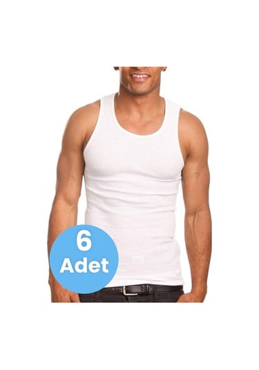 Mood Agenda Erkek Pamuklu Penye Atlet 6'lı Paket Beyaz