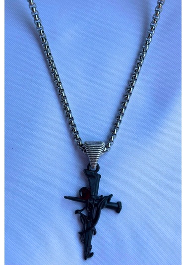 El İşçiliği Paslanmaz Çelik Zincir Erkek Kolye Gri