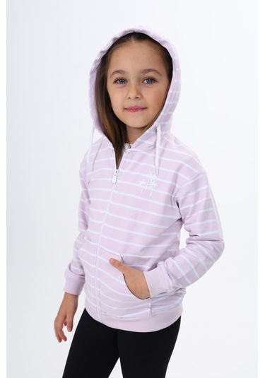 Toontoy Kız Çocuk Baskılı Hırka Açık Lila